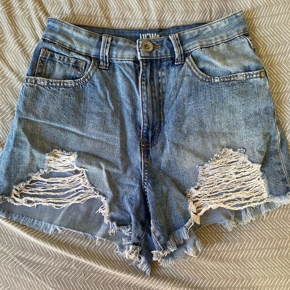 Rewash Blue Jean Shorts High-Waisted Distressed